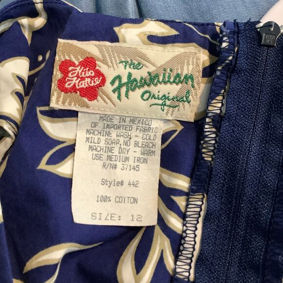 Hilo Hattie Navy White Floral Hibiscus Maxi Sheath Dress 12 - Picture 6 of 6